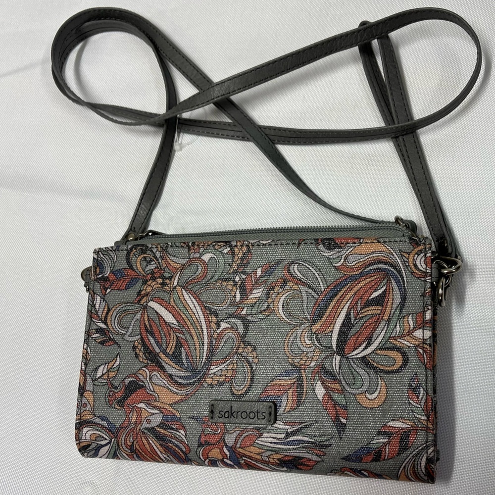 Sakroots Gray Patterned Crossbody Bag